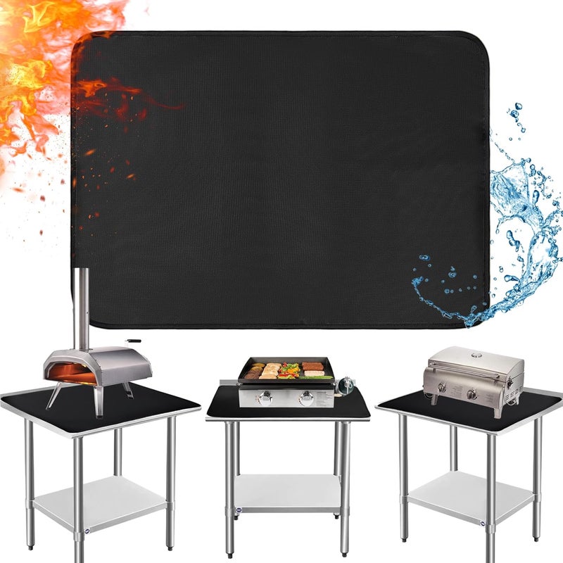 Amerbro 24x36in Heat Resistant Grill Mats for Outdoor Grill to Protect Your Prep Table and Outdoor Grill Table - Fire Proof & Water Proof & Oil Proof BBQ Mat - Black (1mm) - Image 1